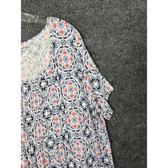 Croft & Barrow Womens Bohemian Printed Tee Shirt Sz 3X Multi Color Short Sleeve - Picture 3 of 8